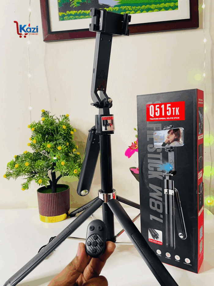 Q515TK Auto Face Tracking Selfie Stick Tripod with Wireless Remote Control Smart Auto AI Tracking Stabilizer Gimbal (5.8ft) - Image 2