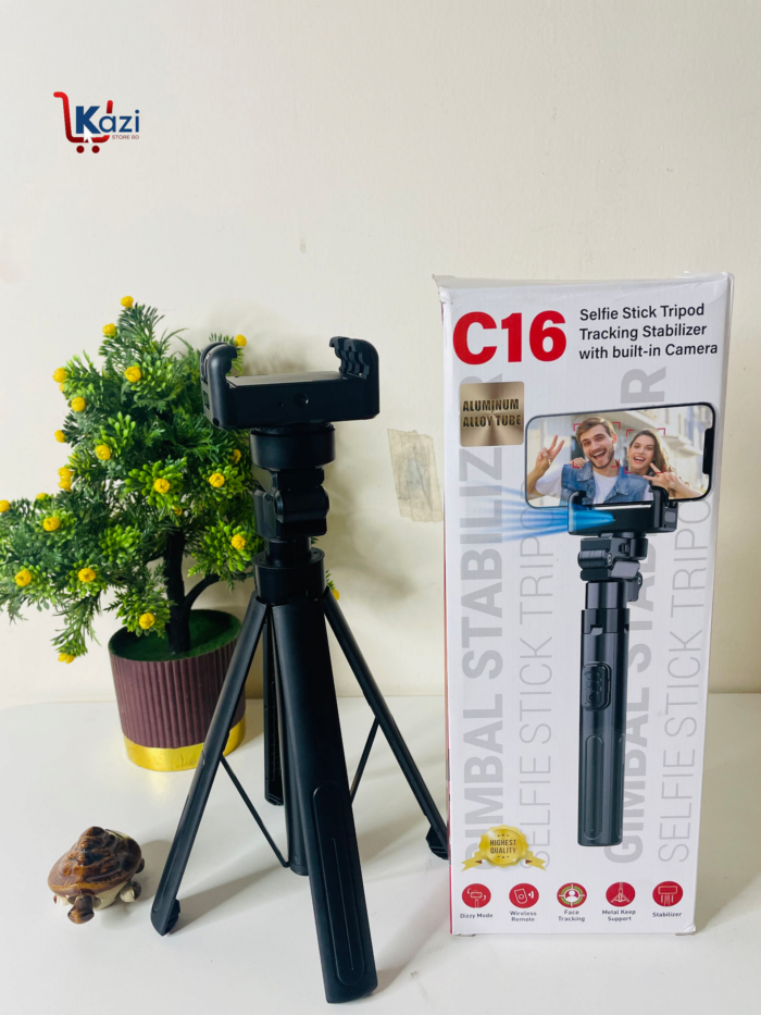 C16 Handheld Gimbal Stabilizer AI Face Tracking Selfie Stick & Wireless Remote (4.5ft) - Image 4