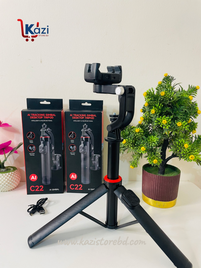 C22 Handheld Gimbal 360° AI Face Tracking Shoot Stabilizer Tripod with Multifunction Remote - Image 3