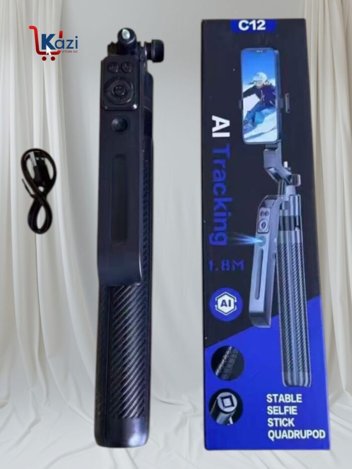 C12 Auto Face Tracking Tripod 360 for Android, iPhone & Camera (5.8ft) - Image 3