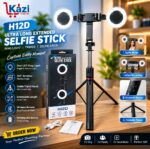 H12D Ultra Long Extendable Selfie Stick with Dual LED Lights (5.9ft )