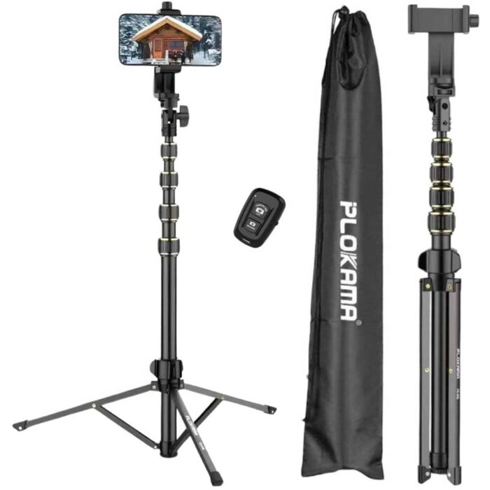 Plokama PK-998 Photograph Tripod & Selfie Stick with Remote (6.5ft ) - Image 2