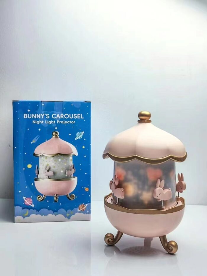 Bunny Carousel Night Light Projector – Rotating LED Star Projection Lamp for Kids Room - Image 4